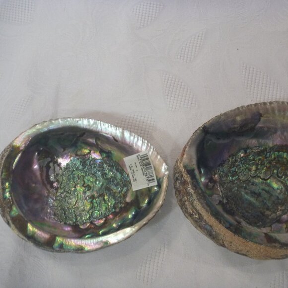 2 pcs Set Large Abalone Seashell Sea Snail Shell Smudge Smudging Bowl décor - Picture 3 of 11